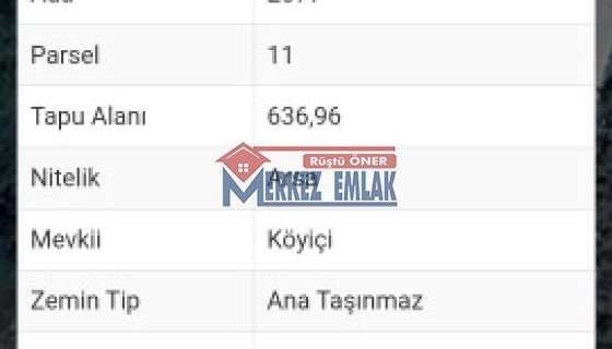 MERKEZ EMLAK tan SATILIK ARSALAR….